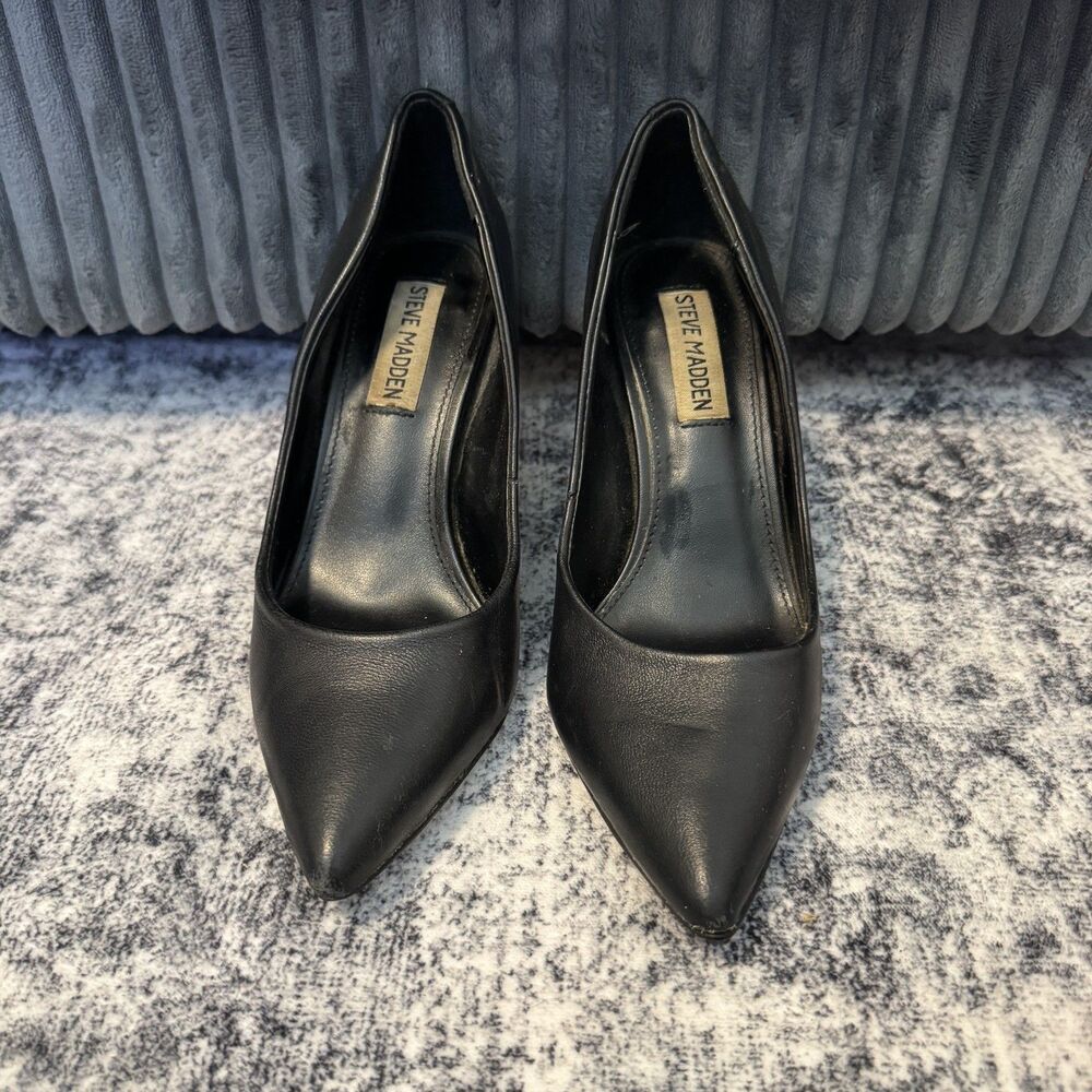 Steve Madden Daisie Pump US 6 Leather Basic Black 3” Heel